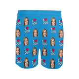 FacePajamas Swim Shorts Personalized I Love My Girlfriend Swim Trunks with Custom Face Men's Quick Dry Swim Shorts