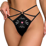 FacePajamas Women Underwear-1YN-SDS Personalized Name Cute Thongs T-Back Underwear for Women Custom Black Women's G-String Panties