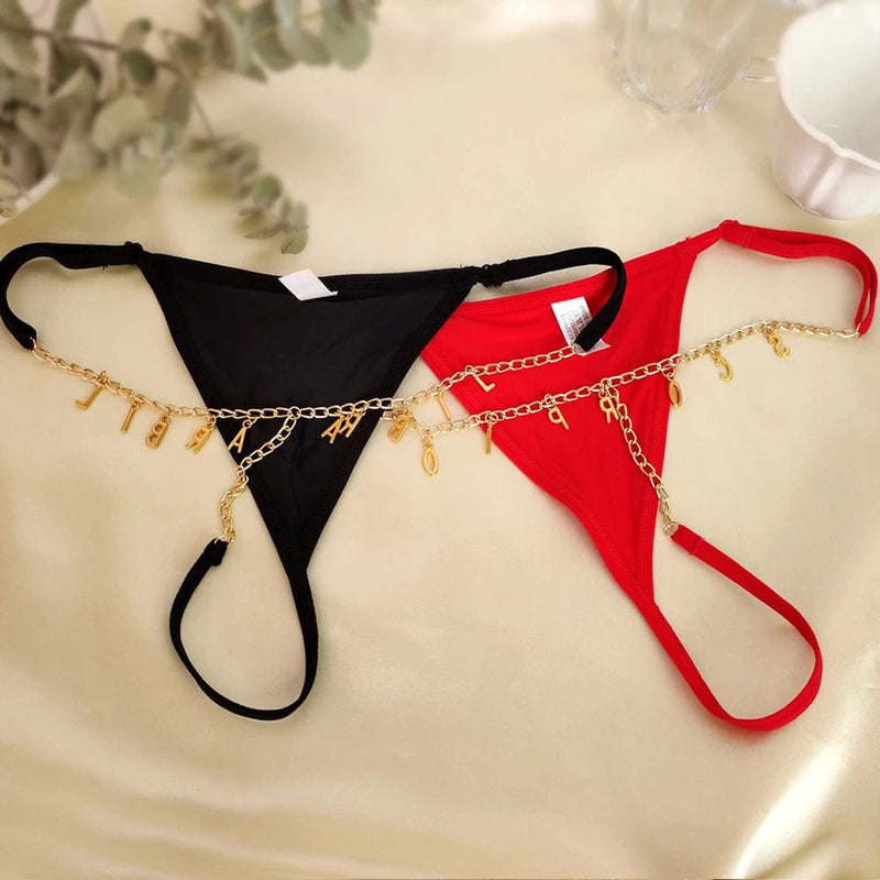 FacePajamas Women Underwear-1YN-SMT Personalized Name Thong Waist Body Jewelry Custom Letter Charm G-String Panties Women Body Chain Lingerie Gift For Her(DHL is not supported)