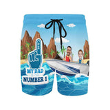 FacePajamas Swim Shorts Personalized Swim Trunks Custom Swimming Trunks Custom Face My Dad Number One Men's Quick Dry Swim Shorts Men's Print Summer Swimwear Design Beach Swimsuit for Father's Day