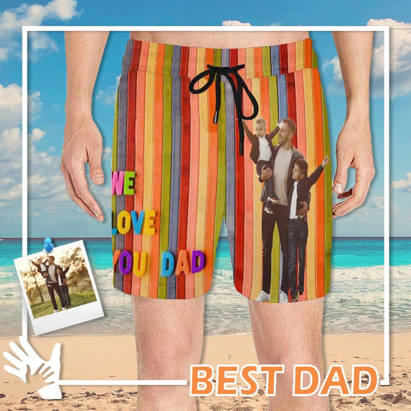 FacePajamas Swim Shorts Personalized Swim Trunks Customize Swim Trunks Design Face Row Simple Men's Quick Dry Swim Shorts