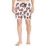 FacePajamas Swim Shorts Personalized Swim Trunks with Custom Face Simple Red Heart Men's Quick Dry Swim Shorts