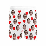 FacePajamas Swim Shorts Personalized Swim Trunks with Custom Face Simple Red Heart Men's Quick Dry Swim Shorts