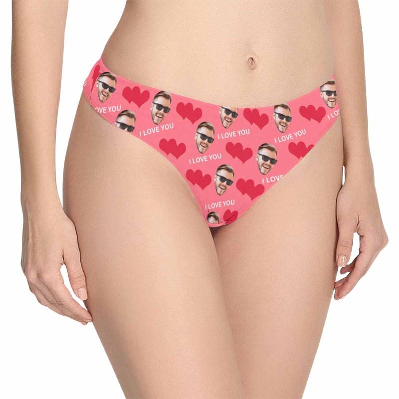 FacePajamas Women Underwear Pink / XS Custom Underwear with Face Personalized Love Heart Panties Women's Lingerie Classic Thongs Valentine Gift for Her