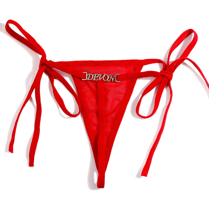 FacePajamas Women Underwear-1YN-SMT Red Custom Name Letters Thongs G-string Thongs for Women Panties Soft Side Tie Lingerie Briefs Multicolor Panties Sexy Jewelry(DHL is not supported)