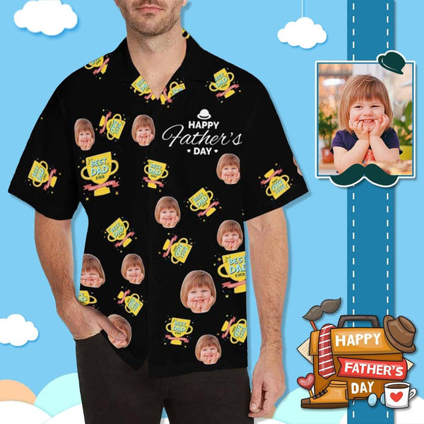 FacePajamas Hawaiian Shirt S Custom Face Best Dad Ever Men's All Over Print Hawaiian Shirt