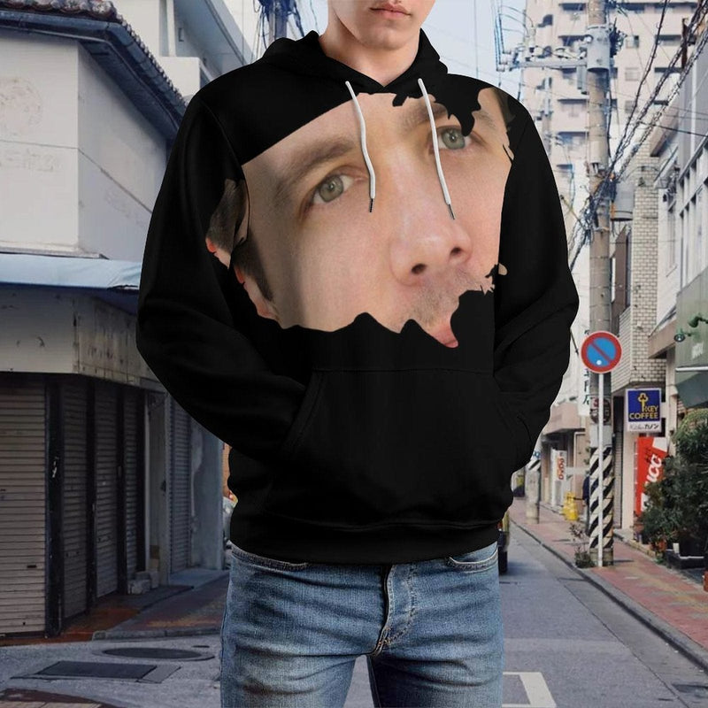 FacePajamas Hoodie-2WH-SDS S Custom Face Hoodie Irregular Shape Unisex Large Size Hooded Pullover Personalized Big Face Loose Hoodie Top Outfits