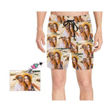 FacePajamas Swim Shorts S Custom Photo Swim Trunks Personalized Men's Quick Dry Swim Shorts with Sweet Pictures for Valentine's Day