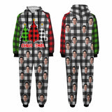 FacePajamas Pajama Adult Onesie S Funny Flannel Fleece Adult Onesie Pajamas Custom Face Christmas Red-Green Splice Jumpsuit Homewear