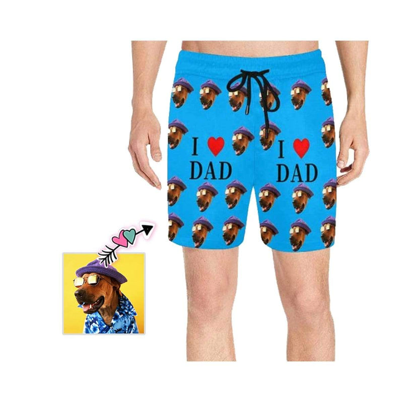 FacePajamas Swim Shorts S Personalized Swim Trunks Custom Swimming Trunks Custom Face Best Men's Quick Dry Swim Shorts Men's Print Summer Swimwear Design Beach Swimsuit with Dog's Face for Father's Day