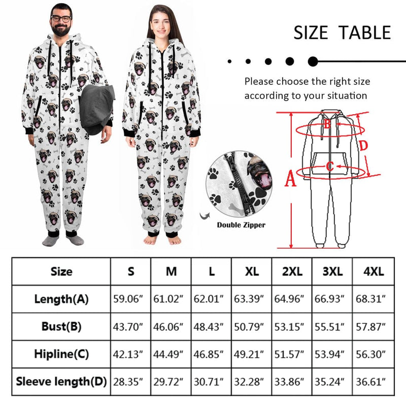 FacePajamas Pajama Adult Onesie [Thick Soft Fabric] Funny Flannel Fleece Adult Onesie Pajamas Custom Face Christmas Lights on Black Background Jumpsuit Homewear