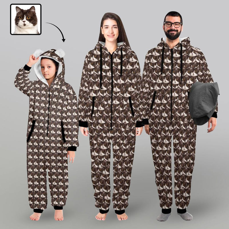 FacePajamas Pajama Adult Onesie [Thick Soft Fabric] Funny Flannel Fleece Adult Onesie Pajamas Custom Seamless Face Jumpsuit Homewear