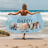 FacePajamas Beach Towel-2ML-SDS Upgraded version:suede fabric / 31.5inx71in Custom Photo&Name My Daddy Beach Towel Quick-Dry, Sand-Free, Super Absorbent, Non-Fading, Beach&Bath Towel Beach Blanket Personalized Beach Towel