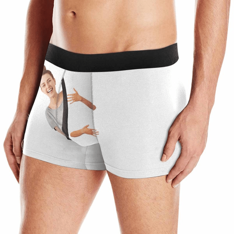 FacePajamas Men Underwear White / XS Personalized Photo Underwear Custom Face Sideling Hold Men's Boxer Briefs (No Fly) Put Your Face on Underwear For Valentine's Day Gift