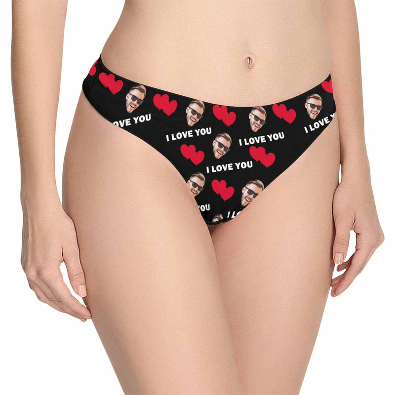 FacePajamas Women Underwear Women / XS Custom couple matching underwear love heart with face personalized mens boxer briefs womens classic thongs, Valentine's Day Gift