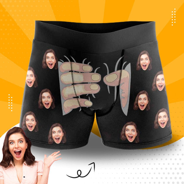 FacePajamas Men Underwear XS Custom Boxers Personalized Underwear with Face Custom Black Hand Men's All-Over Print Boxer Briefs