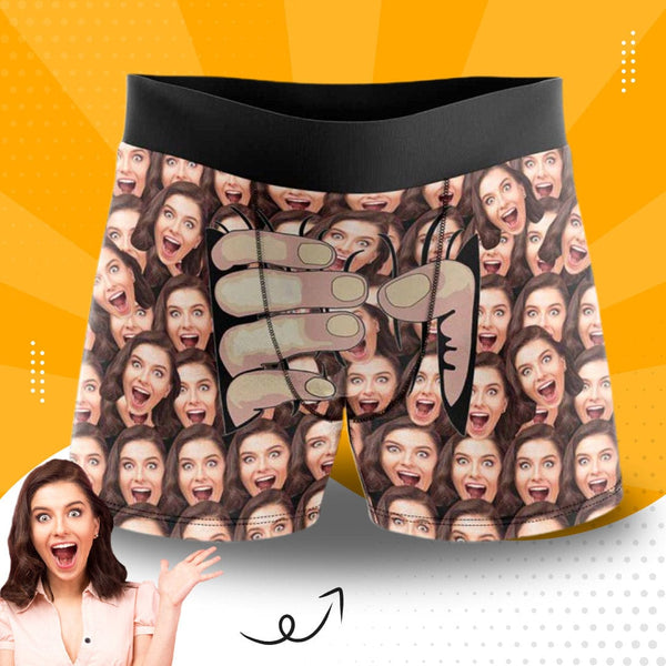 FacePajamas Men Underwear XS Custom Boxers Personalized Underwear with Face Custom Brown Hand Men's All-Over Print Boxer Briefs