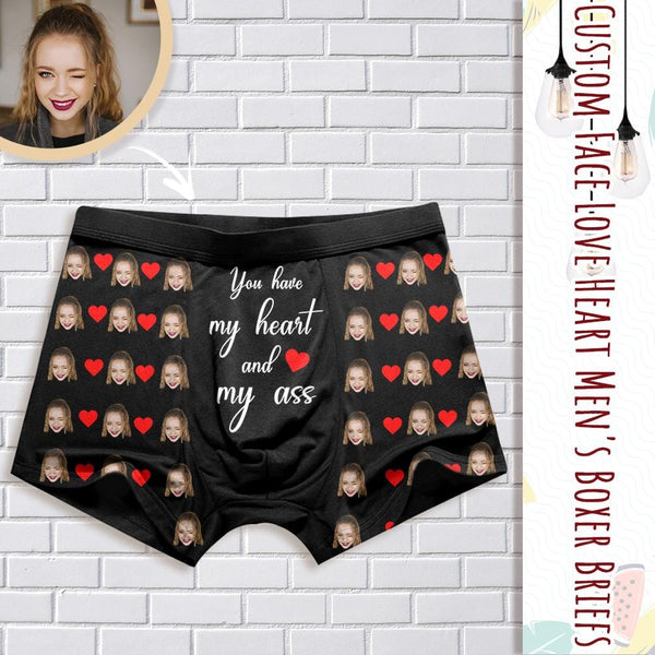 FacePajamas Men Underwear XS Custom Face My Ass Men's Print Boxer Briefs Put Your Face on Underwear with Custom Image