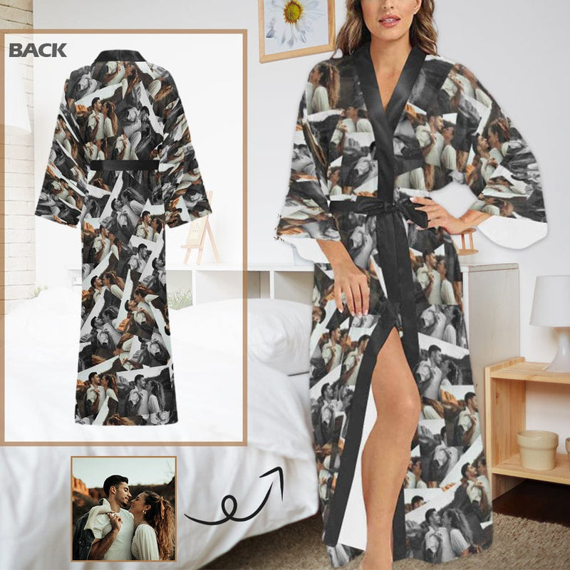 FacePajamas Pajama Robe XS Custom Photo Couple Women's Long Pajamas Personalized Photo Long Pajamas Kimono Robe