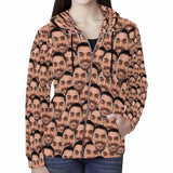 FacePajamas Hoodie-Full Zip-W XS ¡¾Discount - limited time¡¿Custom Face Women's All Over Print Full Zip Hoodie Personalized Husband Seamless Face Hoodie