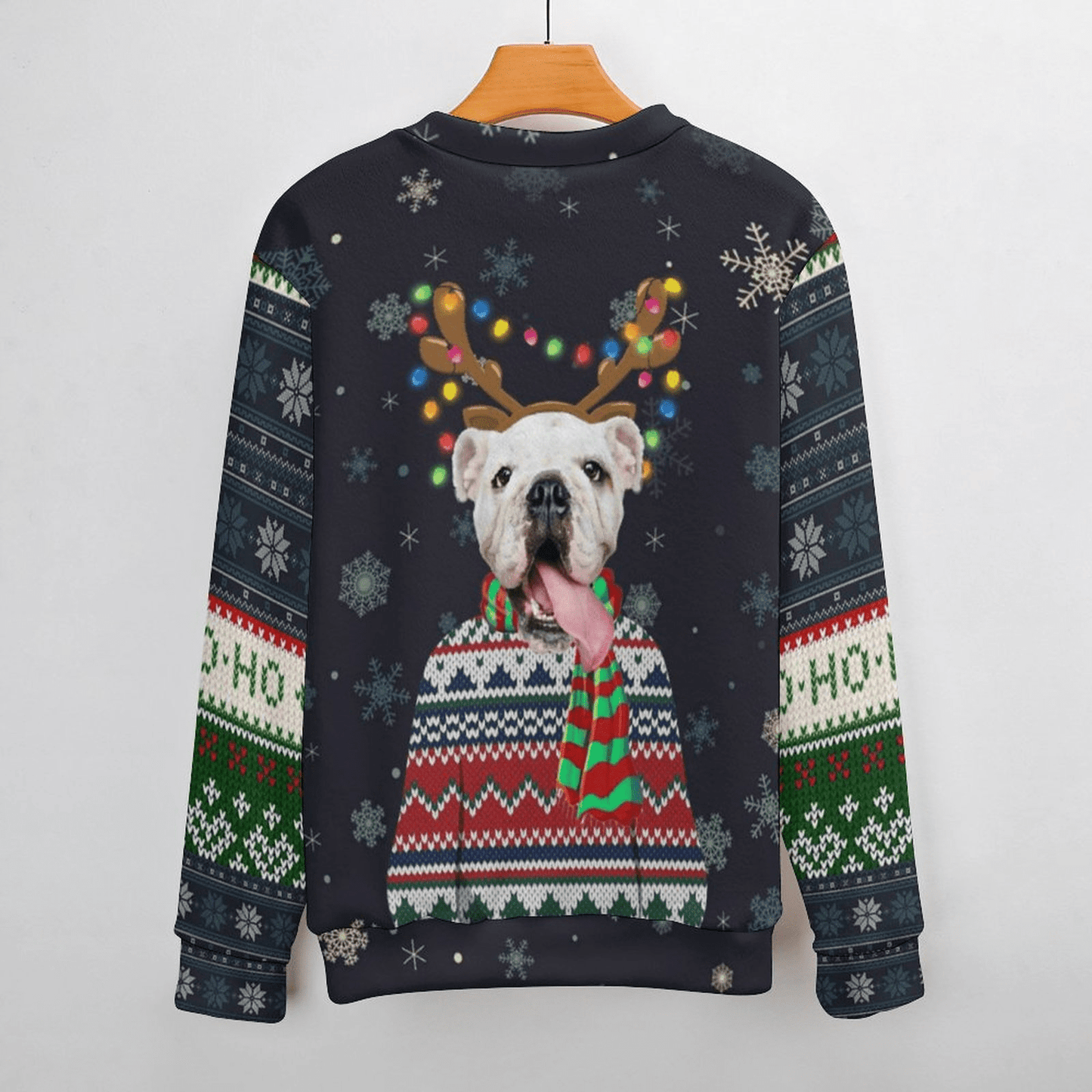 Custom Pet Face Scarf Sweater for Family Long Sleeve Ugly Christmas Sweater Tops