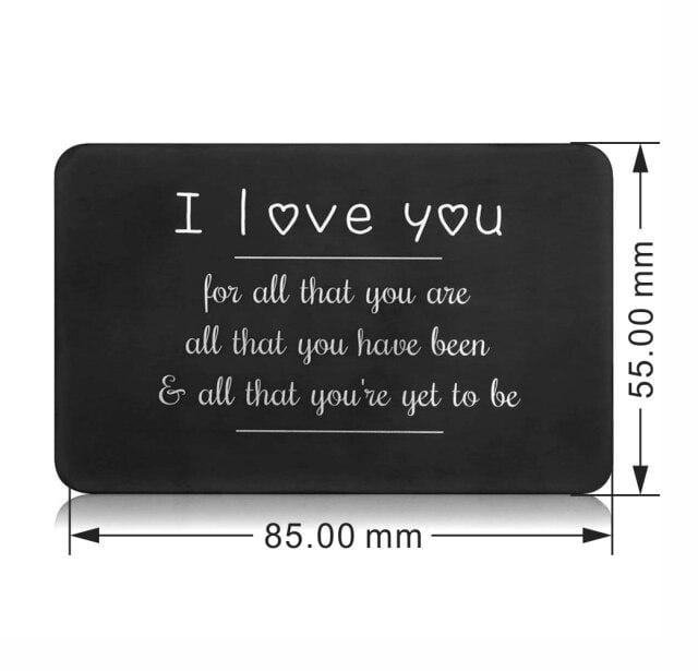 Custom Text Wallet Insert Card Gifts for Him Men Husband Valentine From Wife Girlfriend Boyfriend Anniversary Birthday Gift for Groom Fiance