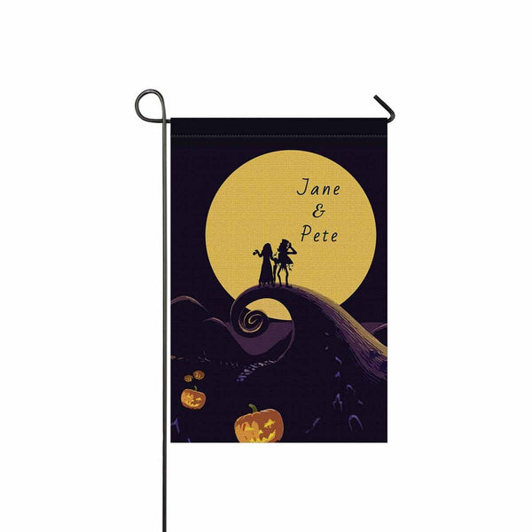 Custom Name Halloween Moon Garden Flag