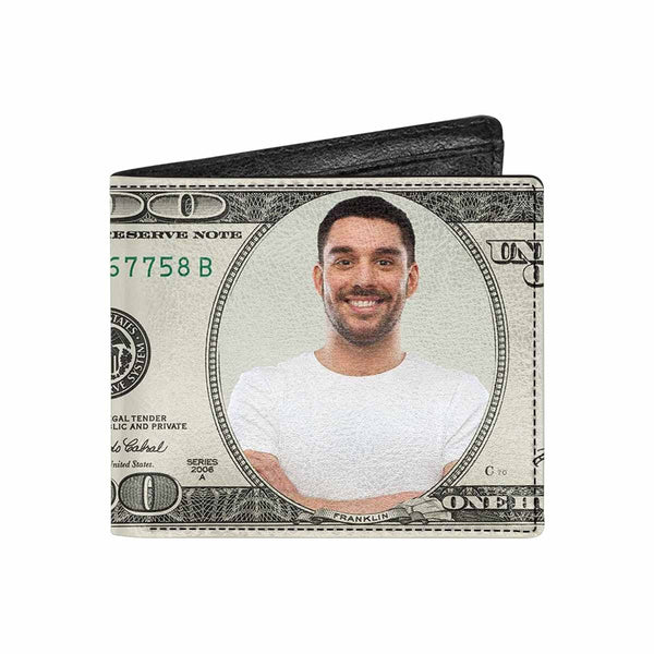 Custom Photo Bifold Wallet With Coin Pocket Us Dollars Personalized Men's Photo Wallet