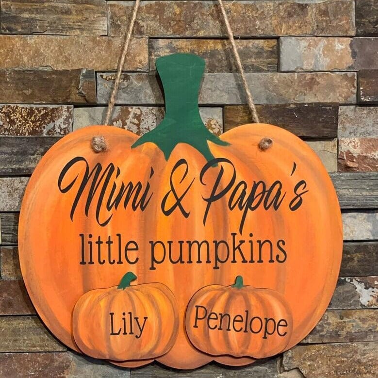 Custom Name Fall Seasons Door Hanger Pumpkin Sign Personalized Pumpkin for Halloween