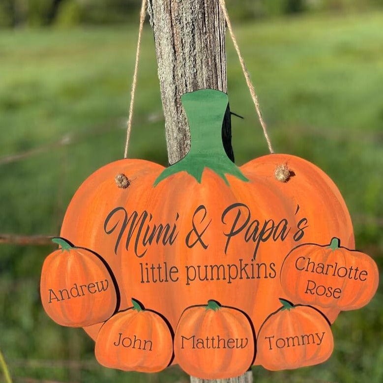 Custom Name Fall Seasons Door Hanger Pumpkin Sign Personalized Pumpkin for Halloween