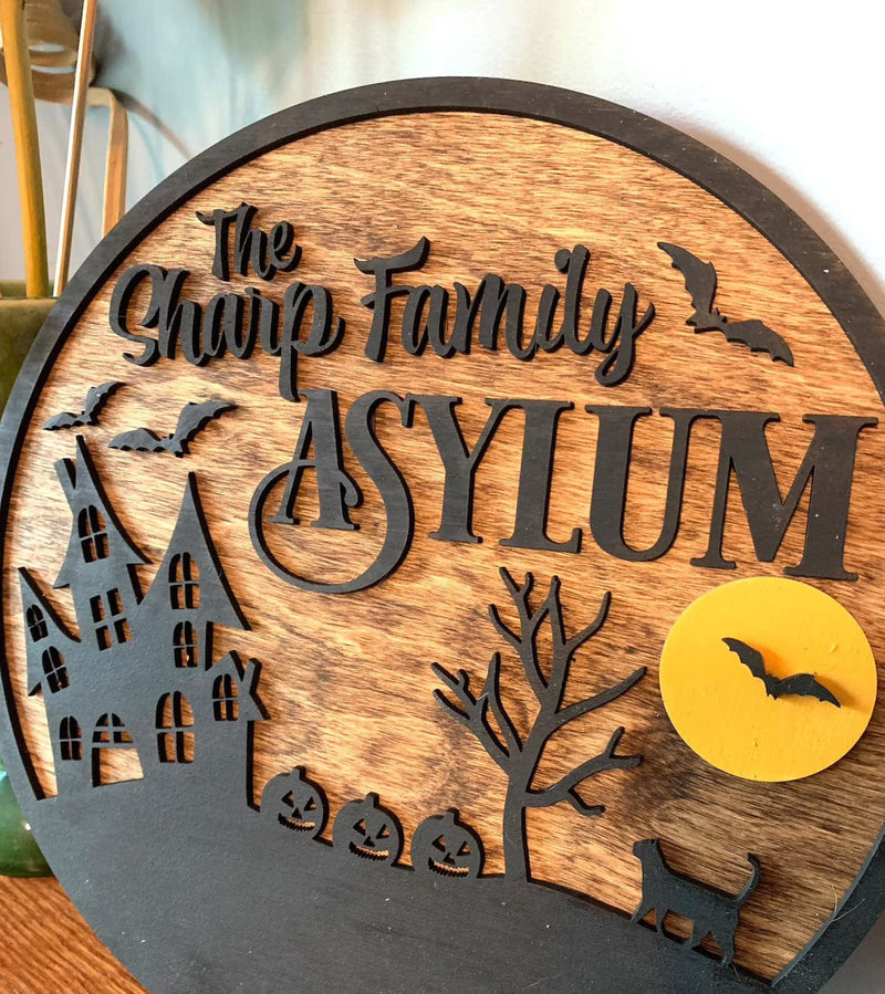 Personalized Halloween Family Sign - Custom Asylum Sign