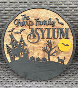 Personalized Halloween Family Sign - Custom Asylum Sign