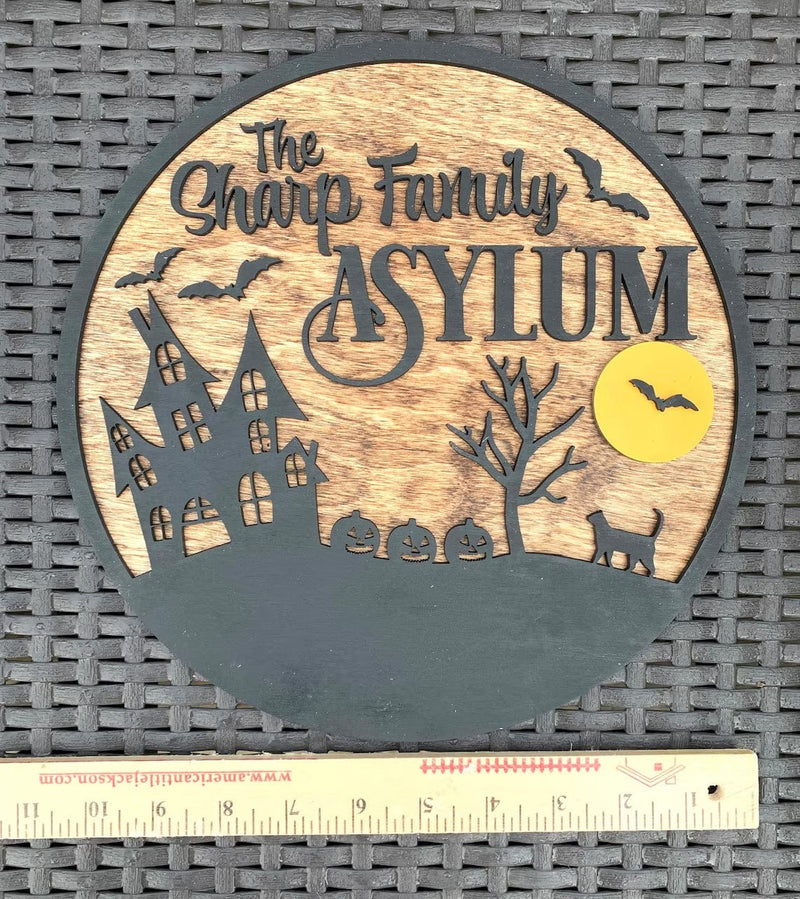 Personalized Halloween Family Sign - Custom Asylum Sign