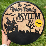 Personalized Halloween Family Sign - Custom Asylum Sign