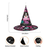 Custom Face&Name Pumpkin Halloween Lighted Witch Hat LED Lights Hats for Indoor Outdoor Party Haunted Mansion Halloween Decorations