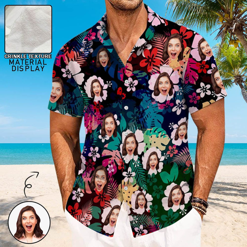 Custom Face Hawaiian Shirt for Boyfriend/Husband Personalized Hawaiian Shirt Photo Tropical Aloha Shirt Birthday Vacation Party Gift