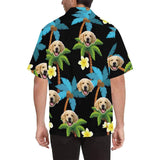 Create Your Own Hawaiian Shirt with Face Blue Coconut Tree for Boyfriend/Husband Personalized Photo Tropical Aloha Shirt