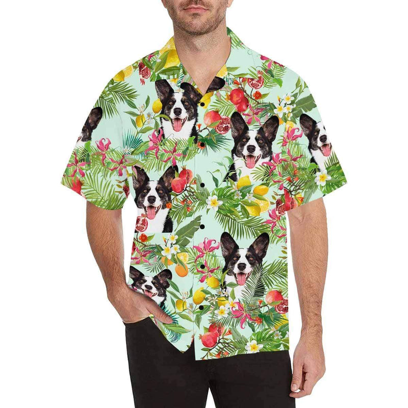 Create Your Own Hawaiian Shirt with Face Blue Coconut Tree for Boyfriend/Husband Personalized Photo Tropical Aloha Shirt