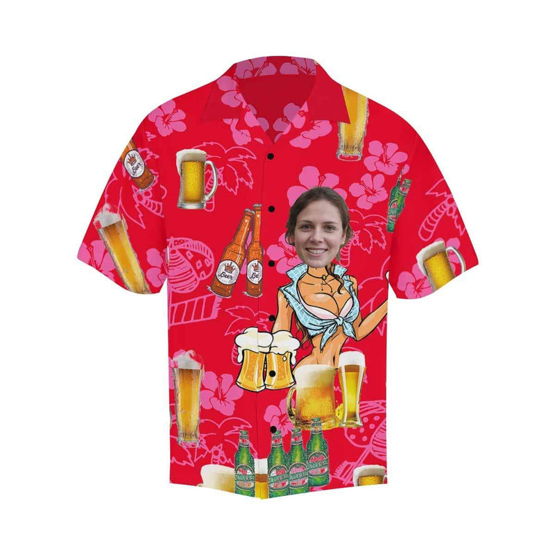 Custom Face Hawaiian Shirts for Boyfriend/Husband Beer Aloha Shirts Gift Personalized Hawaiian Shirts Made for You Face Shirt