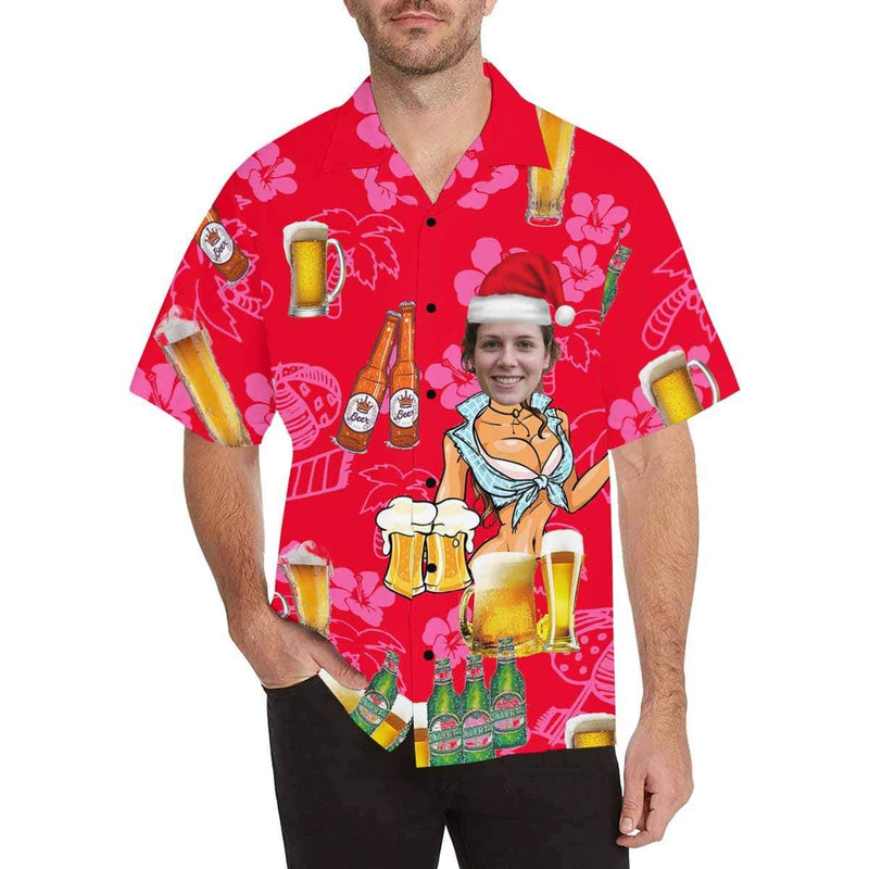 Custom Face Hawaiian Shirts for Boyfriend/Husband Beer Aloha Shirts Gift Personalized Hawaiian Shirts Made for You Face Shirt