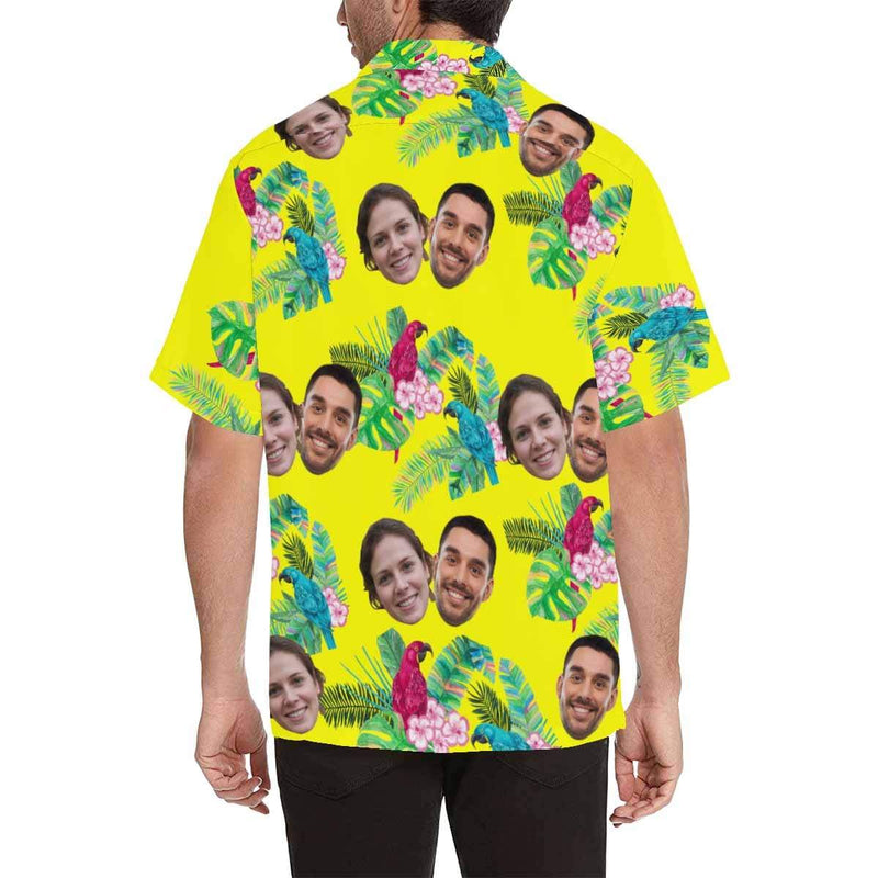 Hawaiian Shirts with Girlfriend Faces on Them Flower Birds Face Aloha Shirt Gift for Boyfriend/Husband