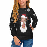 Custom Face Sweater Christmas Snowman Personalized Photo Ugly Sweater For Christmas Girl's All Over Print Crew Neck Sweater