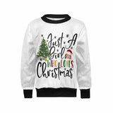 Custom Face Sweater Who Loves Christmas Personalized Girl's All Over Print Crew Neck Sweater Photo Ugly Christmas Sweater