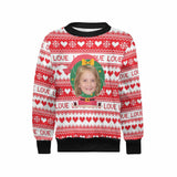 Custom Face Ugly Christmas Sweaters Christmas Love Pattern Personalised Girl's All Over Print Crew Neck Sweater