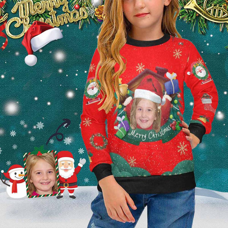 Custom Face Sweaters Christmas Snowflakes Red Personalised Sweater