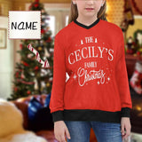 Custom Name Sweater Family Christmas Personalized Girls V-Neck Sweater