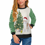 Custom Pet's Photo Sweater Christmas Tree Personalized Girl's All Over Print Crew Neck Sweater Ugly Sweater With Photo For Christmas