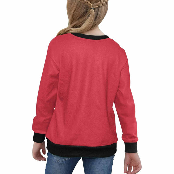 Custom Photo Sweater Merry Christmas Red Personalized Girls' All Over Print V-Neck Sweater Custom Ugly Sweater With Picture For Christmas