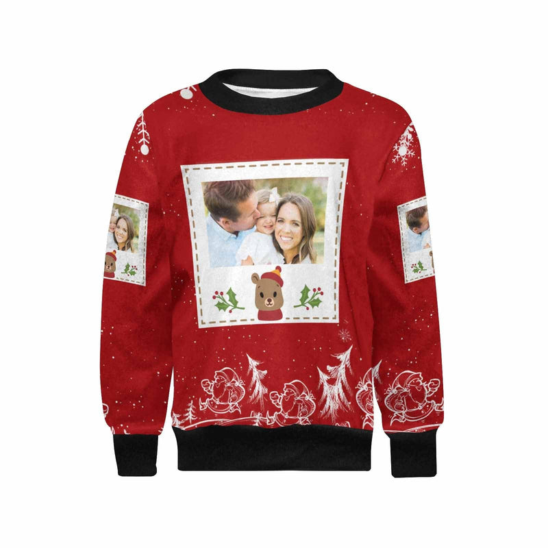 Custom Photo Ugly Christmas Sweaters Christmas Photo Frame Personalised Girl's All Over Print Crew Neck Sweater