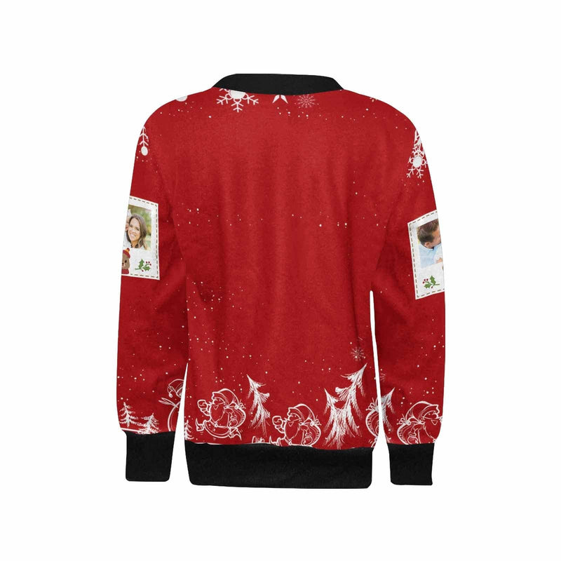 Custom Photo Ugly Christmas Sweaters Christmas Photo Frame Personalised Girl's All Over Print Crew Neck Sweater